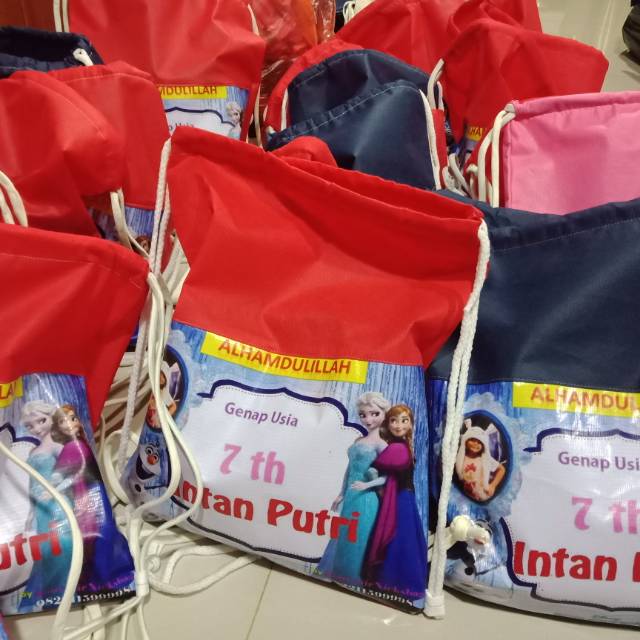 Tas ultah punggung serut / tas ulang tahun murah  / tas ultah foto min 50 pcs