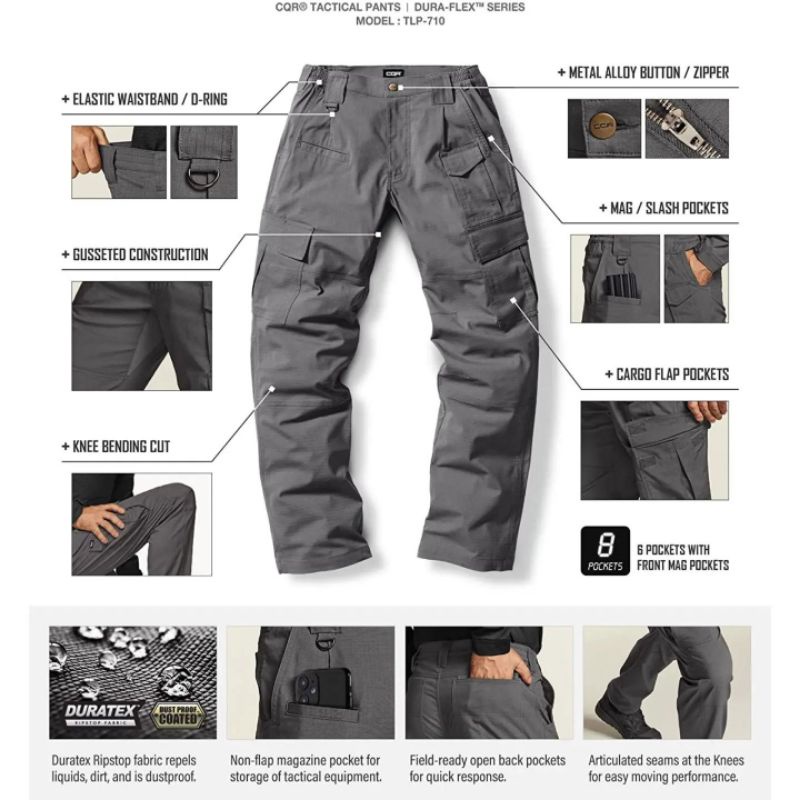 Celana Tactical Big Size CQR Flex Stretch Ripstop Tactical Pants Original