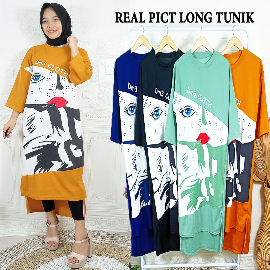 LONG TUNIK EYE LIP DM DRESS OVERSIZE BY GL FASHION