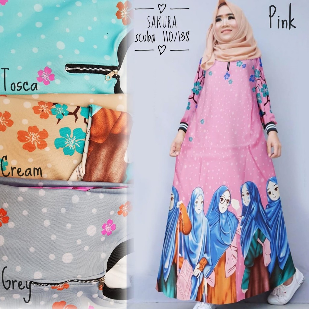 BAJU LEBARAN MUSLIM HIJAB WANITA GAMIS IMPORT SCUBA TERMURAH