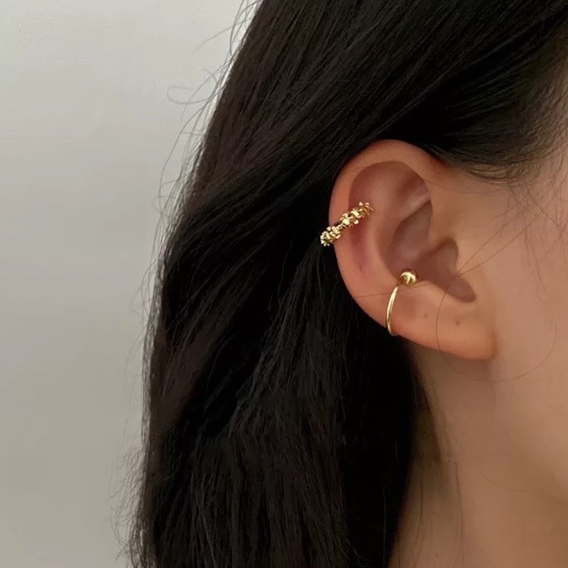 Ark.co - FIG earcuff anting cepit klip brittle gold asimetris minimalis