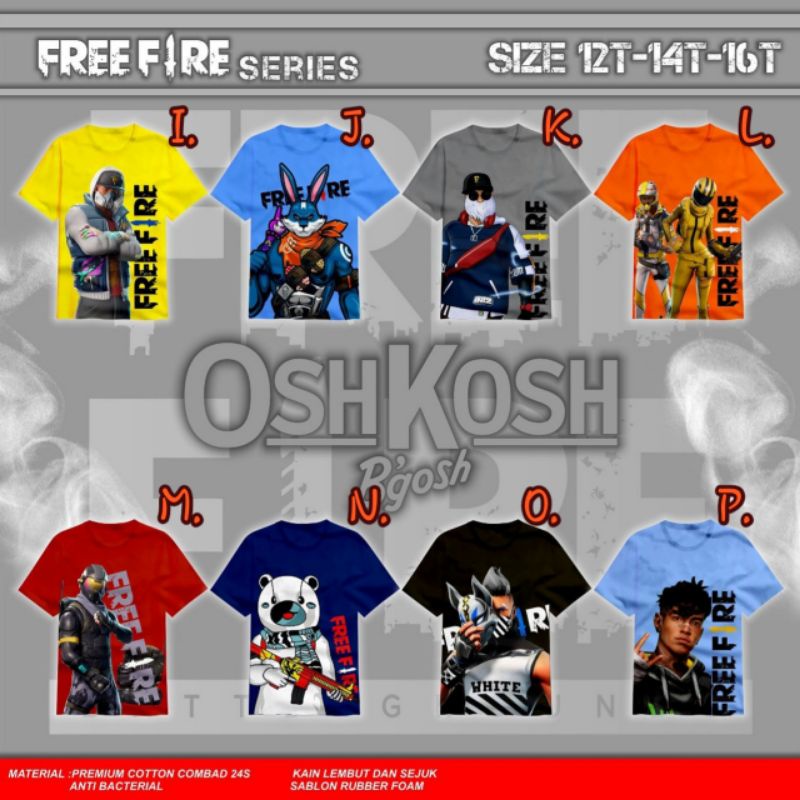 Baju kaos anak karakter ff