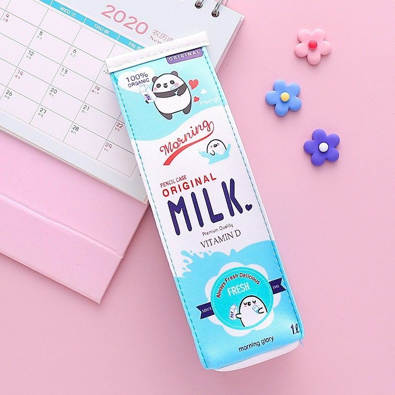 Terlaris!!! Tepak Pensil Model Kotak Susu Lucu Tempat Pensil Alat Tulis Model Kotak Susu HN001