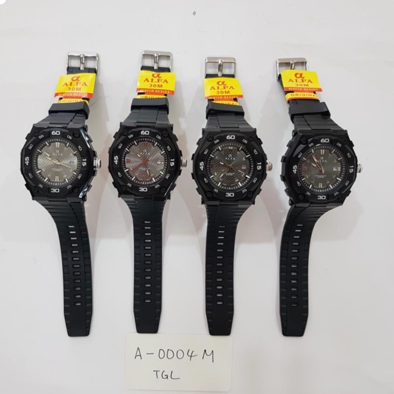 Jam Tanga Karet Alfa Tanggal Pria Water Ressistant