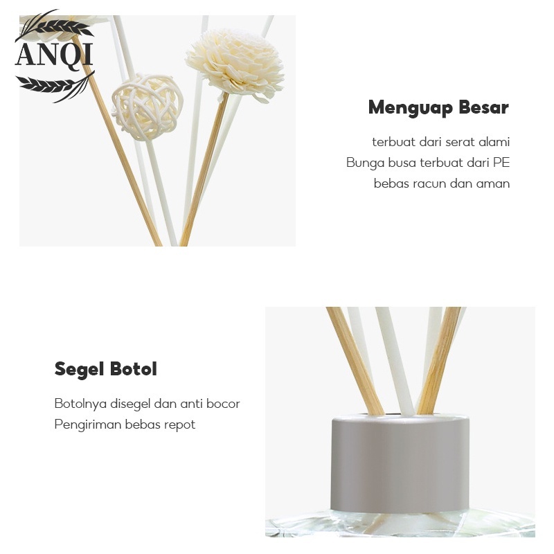 ANQI 1888 Parfum Ruangan Black Rose Parfum Ruangan Aroma Diffuser Reed Sticks Rattan Ball