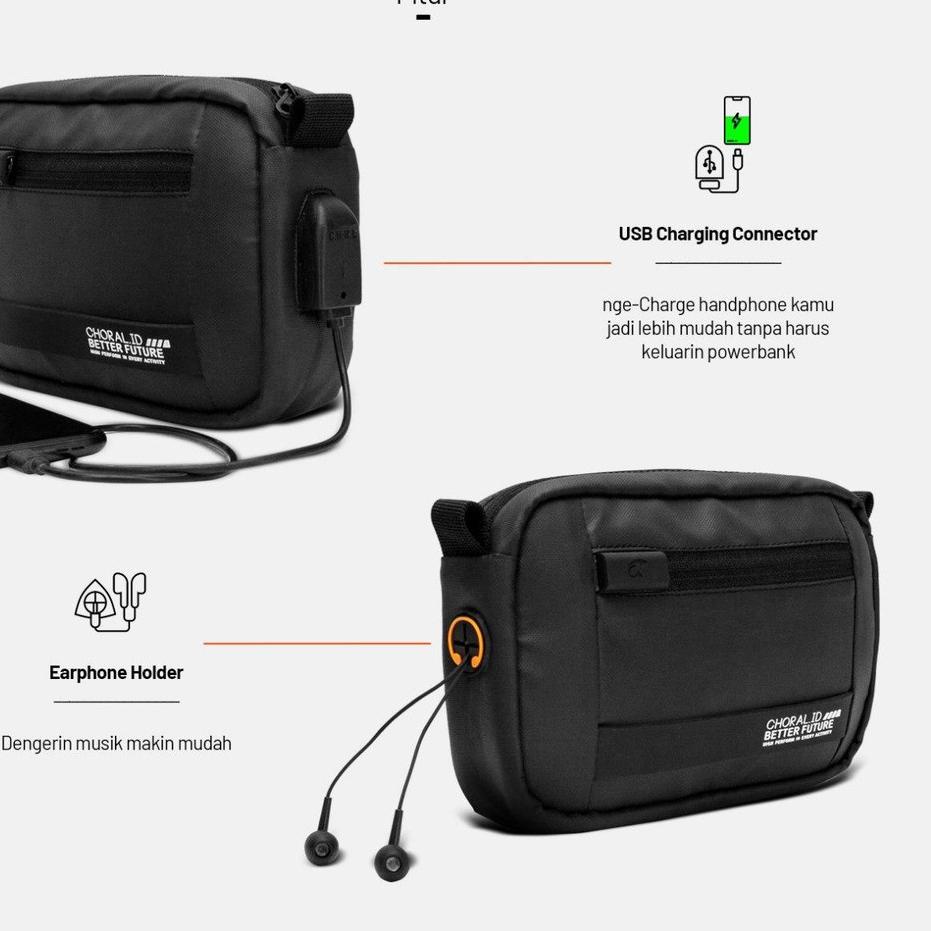 Sale N0GDH CHORAL SANO - Sling bag - Tas Selempang - Black And Red 72 Best Product