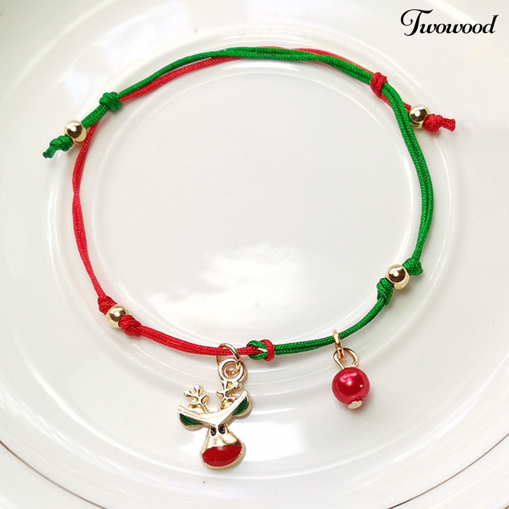 Gelang Rajutan Tangan Desain Pohon Natal Santa Claus Rusa Snowflake Untuk Unisex