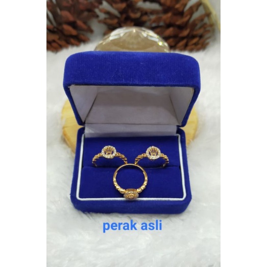 Cincin Cor Mata2 stang, Perak 925, Sepuh Emas Kuning