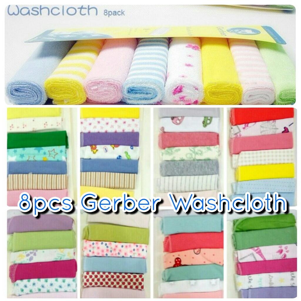 8pcs Gerber Wash cloth Sapu tangan bayi handuk kecil alt lap gumoh muntah baby