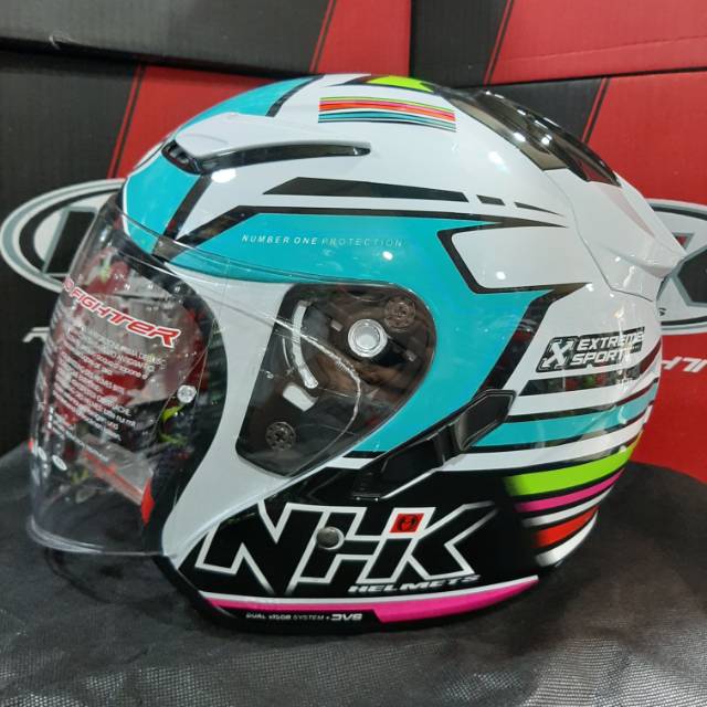 HELM NHK R1 MOTIF RAINBOW WHITE BLUE