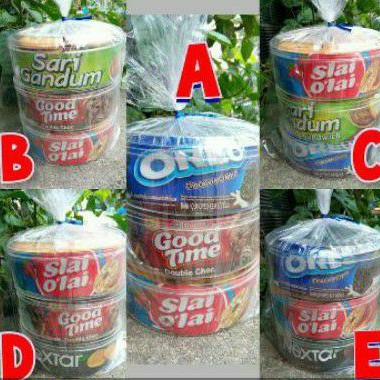 paket snack-jajan lebaran (oreo,slai olai,goodtime,nextar,sari gandum)