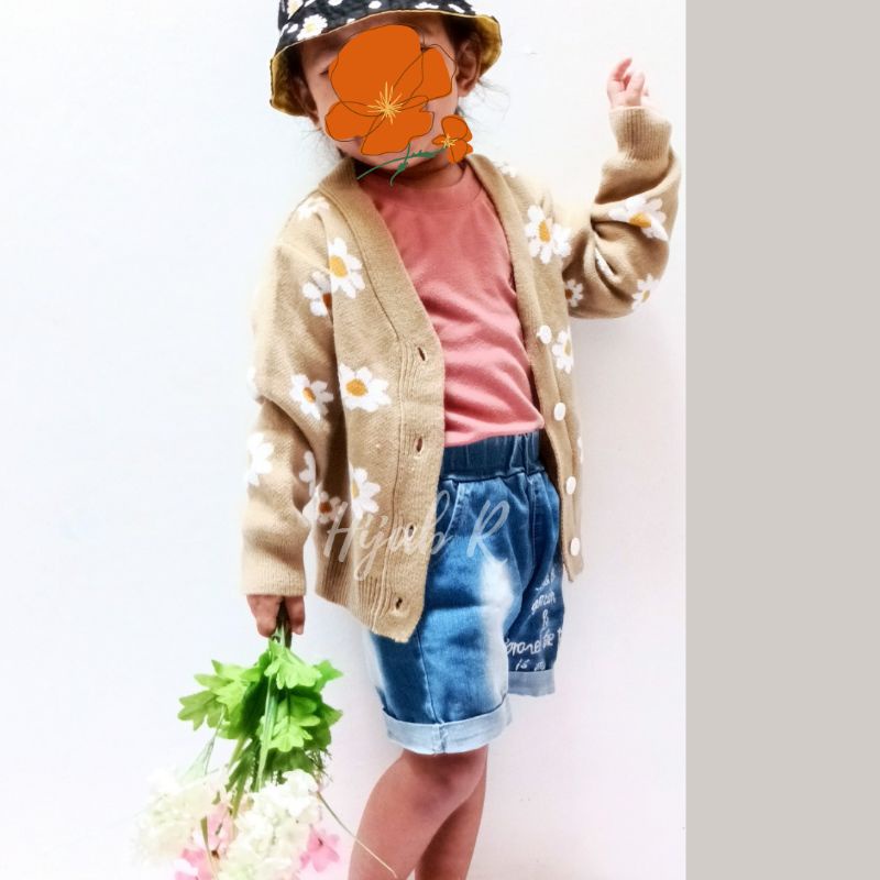 Daisy Cardy Anak / cardigan anak / cardi anak motif bunga daisy