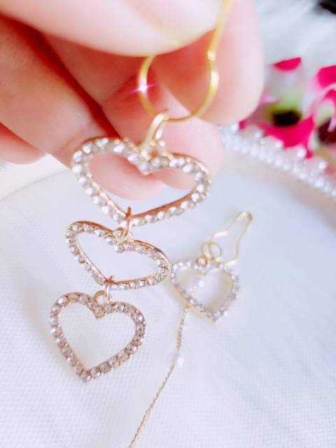 A175 Anting hijab love susun diamond