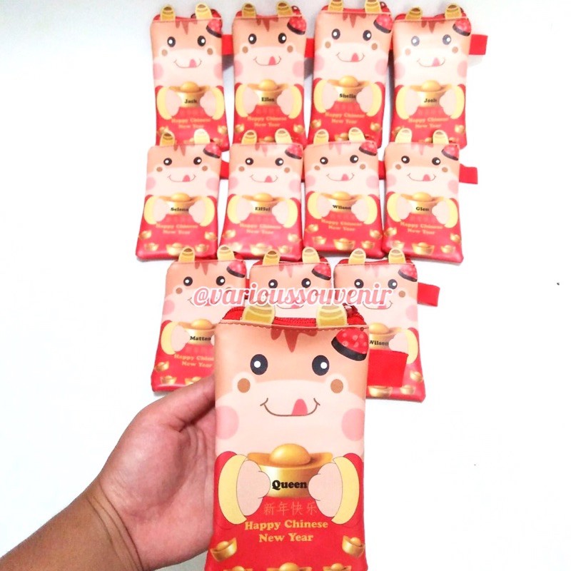 Custom Nama Dompet Angpao Imlek Shio Kelinci Rabbit Bunny Tahun 2023 Panjang Uang Tidak Dilipat Minim 10pcs