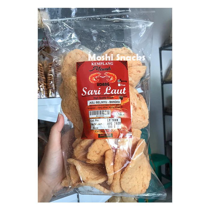 

Kemplang Bangka Goreng Udang Mewah Sari Laut / Kerupuk Udang Asli Bangka 190gr / Krupuk Udang Bangka Halal