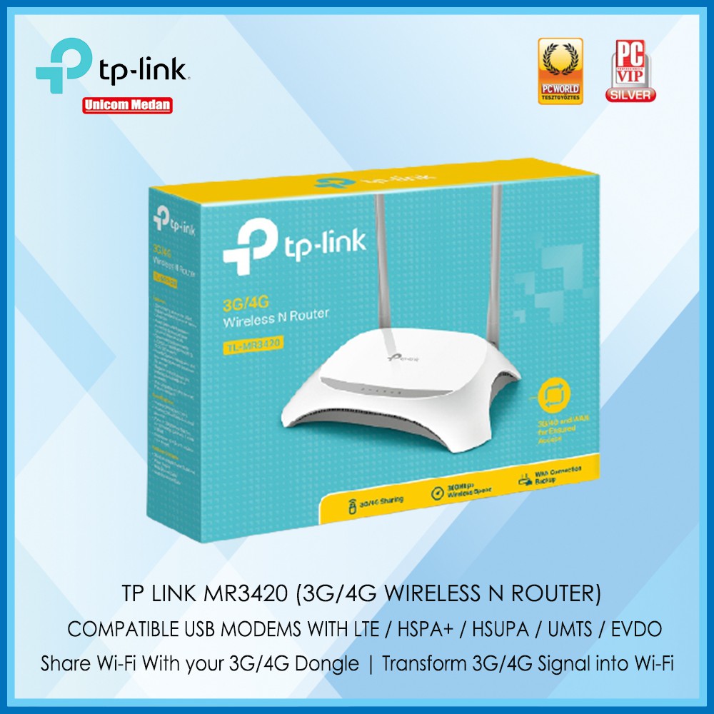 Tplink TL-MR3420 3G/4G Modem Router WiFi N 300Mbps comptible USB Modem