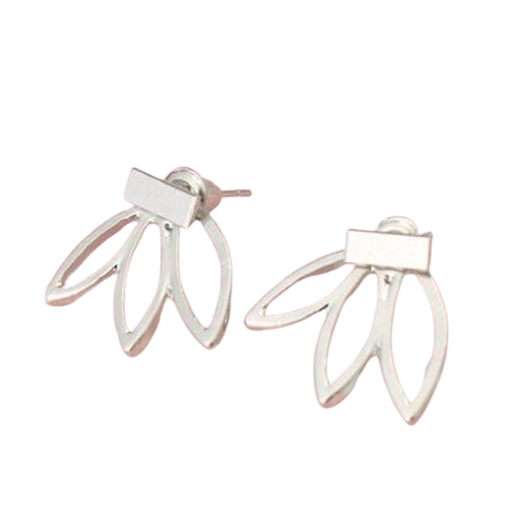 Hu Hu Hu Hu Hu Alat Bantu Pasang Kacamata♡ Anting Stud Desain Lotus Hollow Bahan Alloy Untuk Wanita