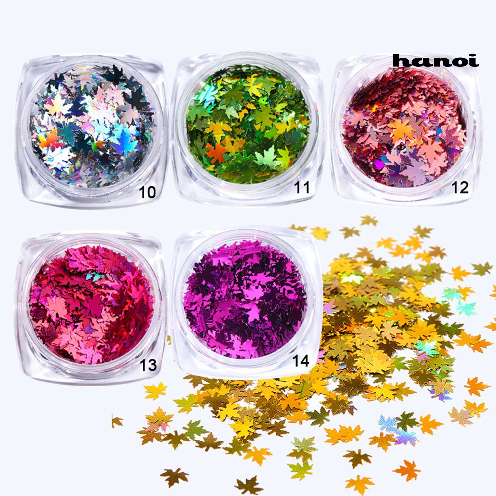 Hn- Sequin Glitter Bentuk Daun Maple Warna Gradasi Untuk Dekorasi Nail Art