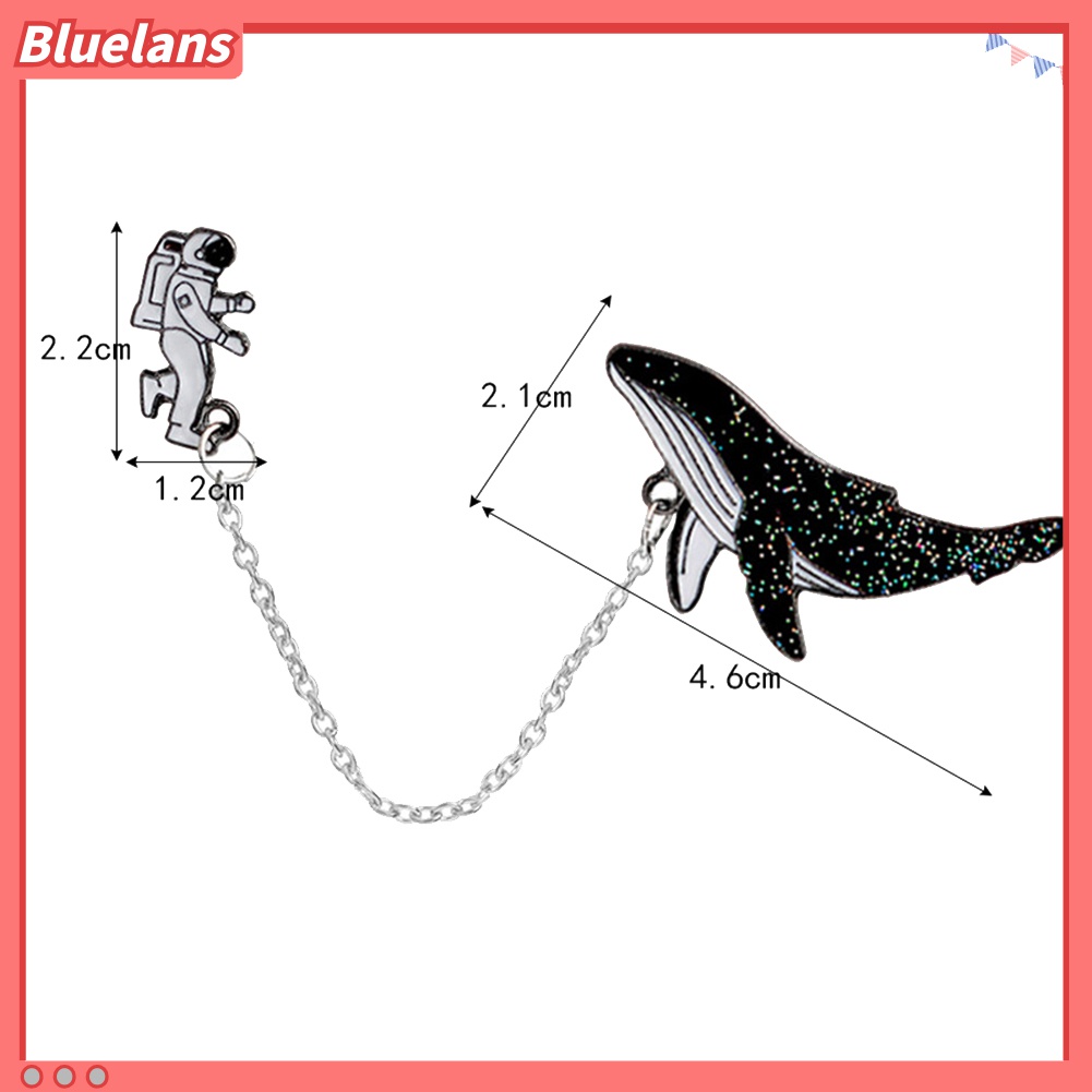 Bluelans Bros Pin Enamel Bentuk Astronot Whale Untuk Unisex