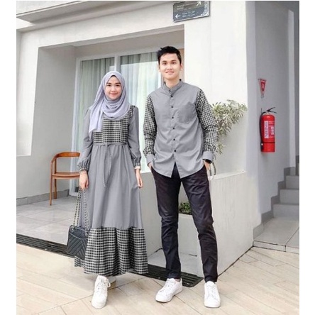 BAJU COUPLE MODEL TERBARU / BAJU PASANGAN SUAMI ISTRI KOMBINASI KOTAK TERKINI / BAJU MUSLIM MUSLIMAH