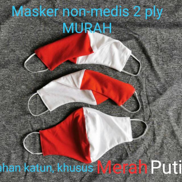 Masker non medis merah putih 2 ply