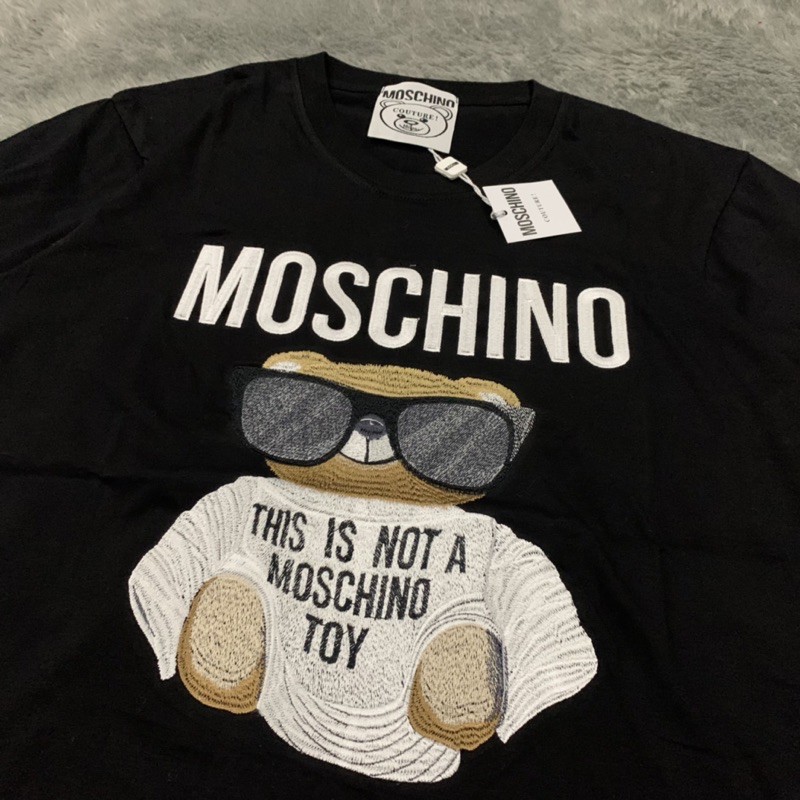 Kaos Tshirt Moschino Big Teddy FullBordir Fulltag &amp; Lebel