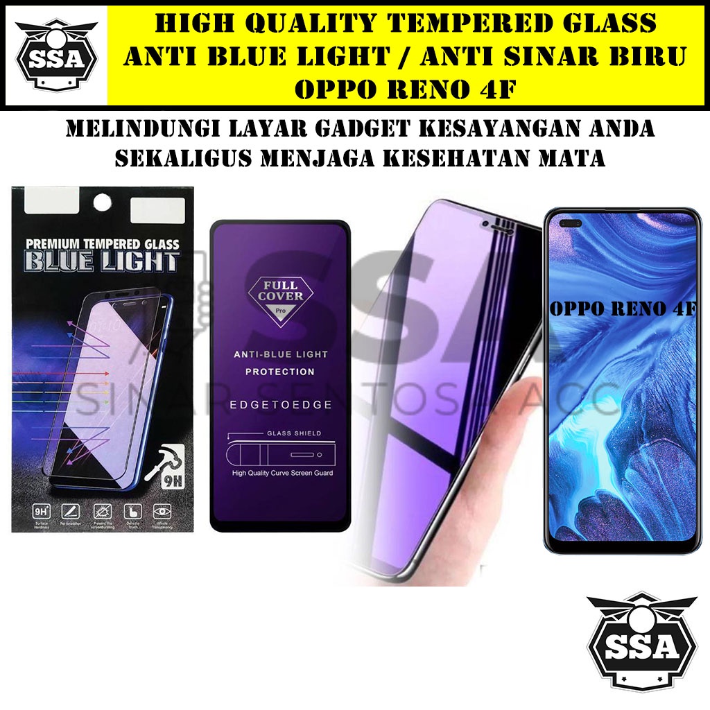 Tempered Glass Oppo Reno 4F Anti Blue Light Anti Sinar Biru Reno 4 F Ori Original Hp Pelindung Layar Temper Anti Lecet Gores TG Murah Berkualitas