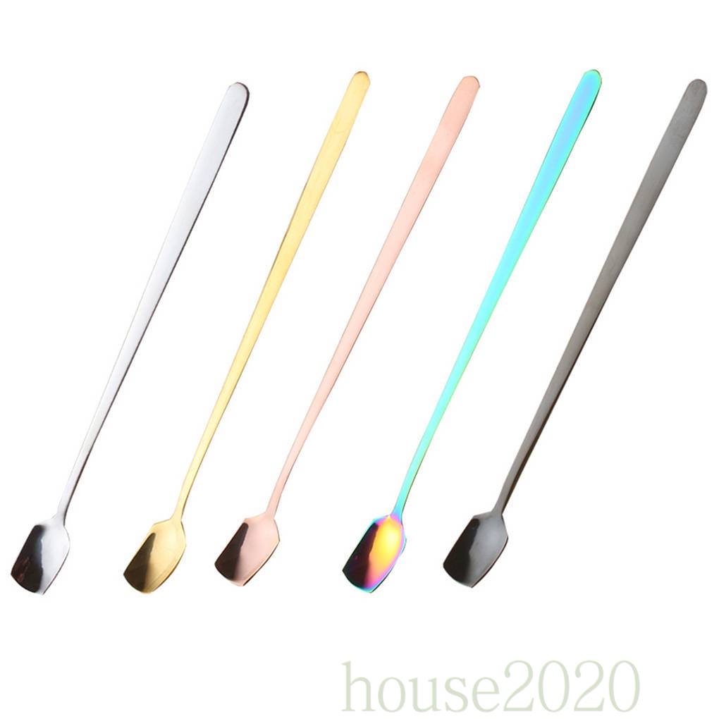 [HOUSE2020]Long Handle Iced Tea Coffee Ice Cream Spoon Stainless Steel Milk Cold Drink Stirring Spoons