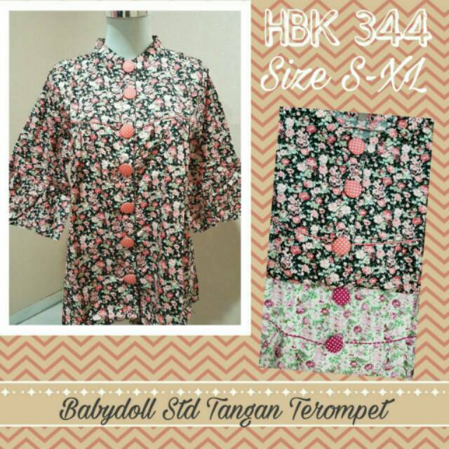 BAJU ATASAN WANITA BLOUSE BABYDOLL TANGAN TEROMPET KATUN JEPANG (HBK 344)