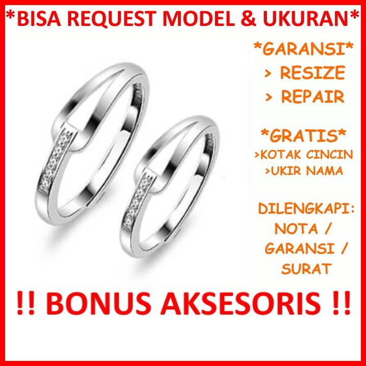 Garansi Silver Asli Bisa Pesan Model Cincin Couple Perak Kawin Tunangan Gratis Ukir Tulis Nama Id12