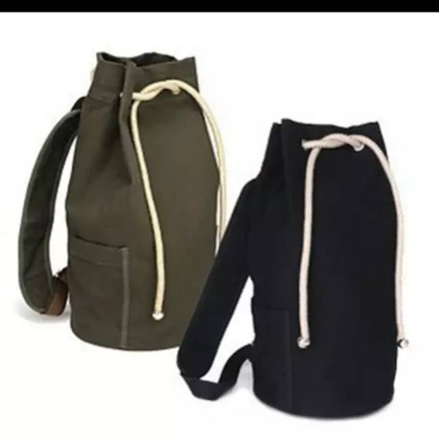 Korean Canvas Drawstring Backpack / Tas Backpack Tabung serut