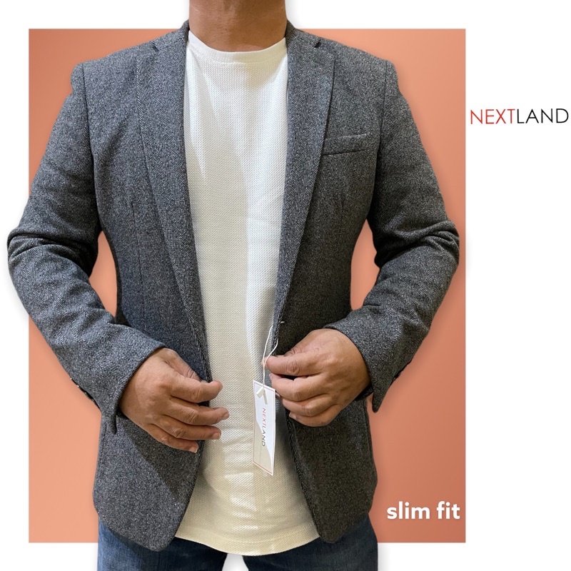 Blazer Pria Slim Fit NEXTLAND Luxury Casual Semi Formal Strech Outfit