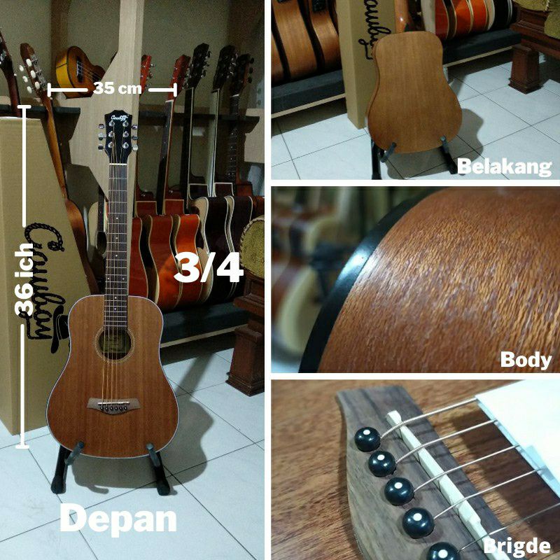 Gitar Akustik Cowboy Original Ukuran 3/4 type GW120 Murah Senar String-3