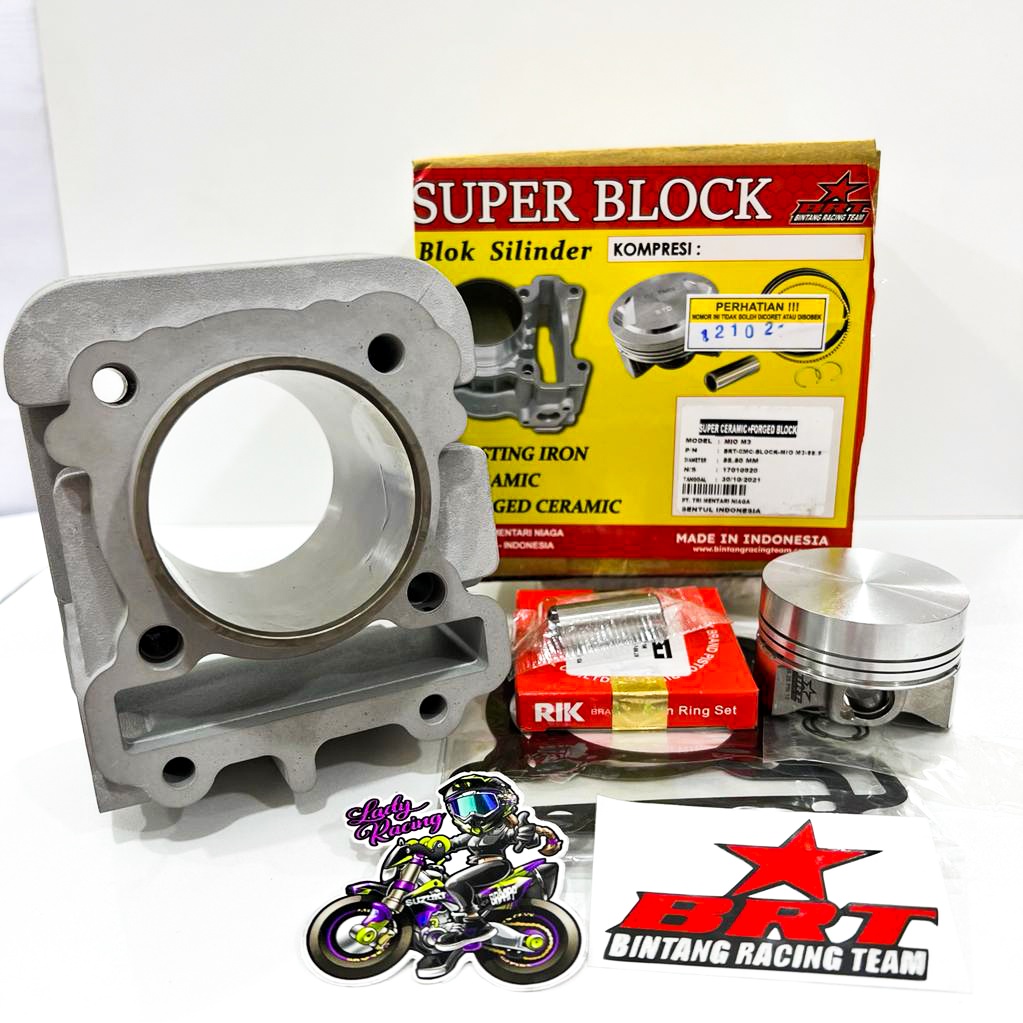 BLOK CERAMIC PISTON BRT MIO M3 XRIDE FINO SOUL GT 125 Bore Up 155cc 58.50 Keramik