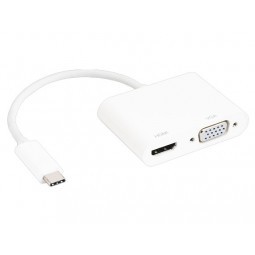 TC2HV | CONVERTER TYPE-C MALE TO 2 IN 1 HDTV FEMALE + VGA FEMALE CENTROO (SILVER WHITE)