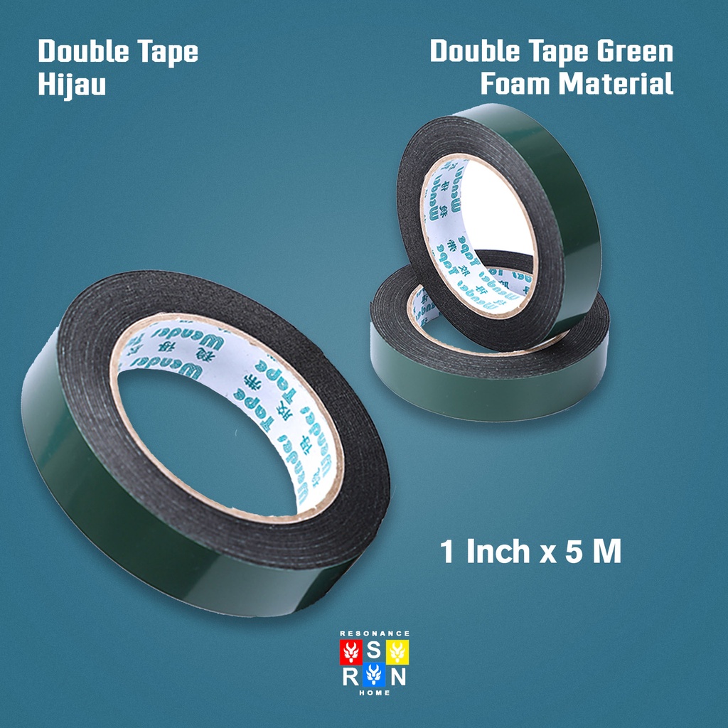 Double Tape Hijau 1 Inch x 5 Meter / Foam Tape Resonance Home