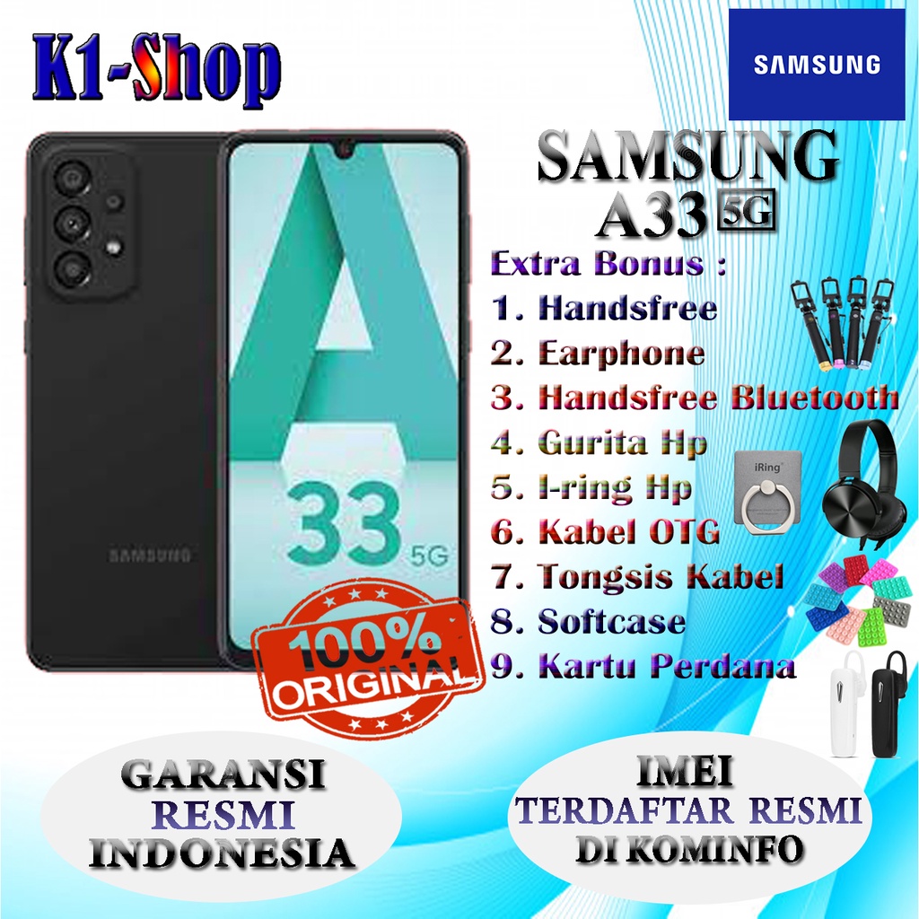 HP BARU SAMSUNG A33 5G RAM 6/128 GB, RAM 8/128 GB & RAM 8/256 GB GARANSI RESMI SAMSUNG INDONESIA