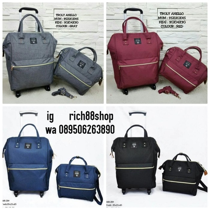 Tas WANITA / PRIA SET Anello Travel Ransel Troly Grade ORI