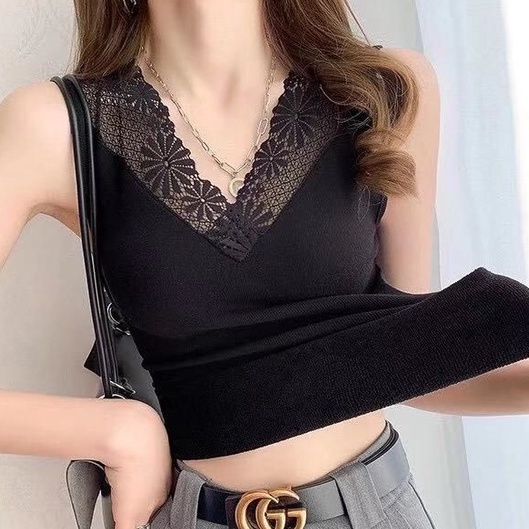 Tanktop Bra Wanita Kaos Dalam Wanita Dengan Cup Bra Atasan Wanita-Hitam