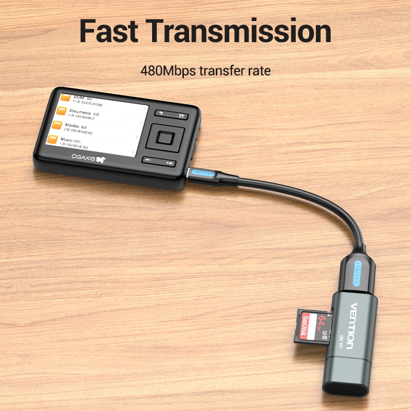 Vention Kabel Adapter Mini Usb Ke Usb Otg Kecepatan Tinggi 480mbps Male Ke Female Untuk Tablet / Mp3 / 4