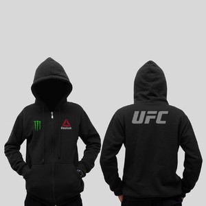 Jaket Hoodie Sweater UFC Rebook Hitam Bidadari Fashion