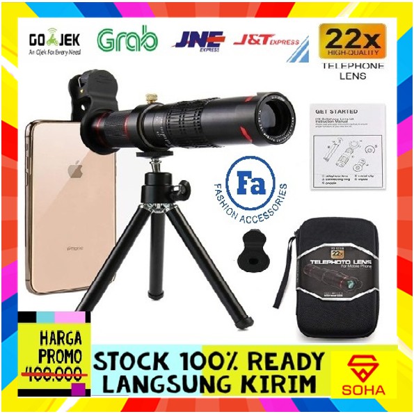 SOHA LNZ-001 Lensa HP Telescope Telephoto Lensa 22X Zoom Monocular Mobile Phone - HX-S2208