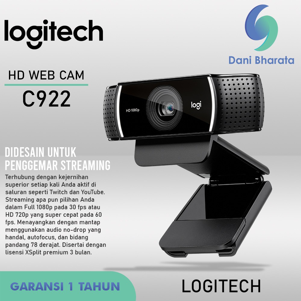Jual Logitech C922 Pro Stream Webcam ORIGINAL LOGITECH