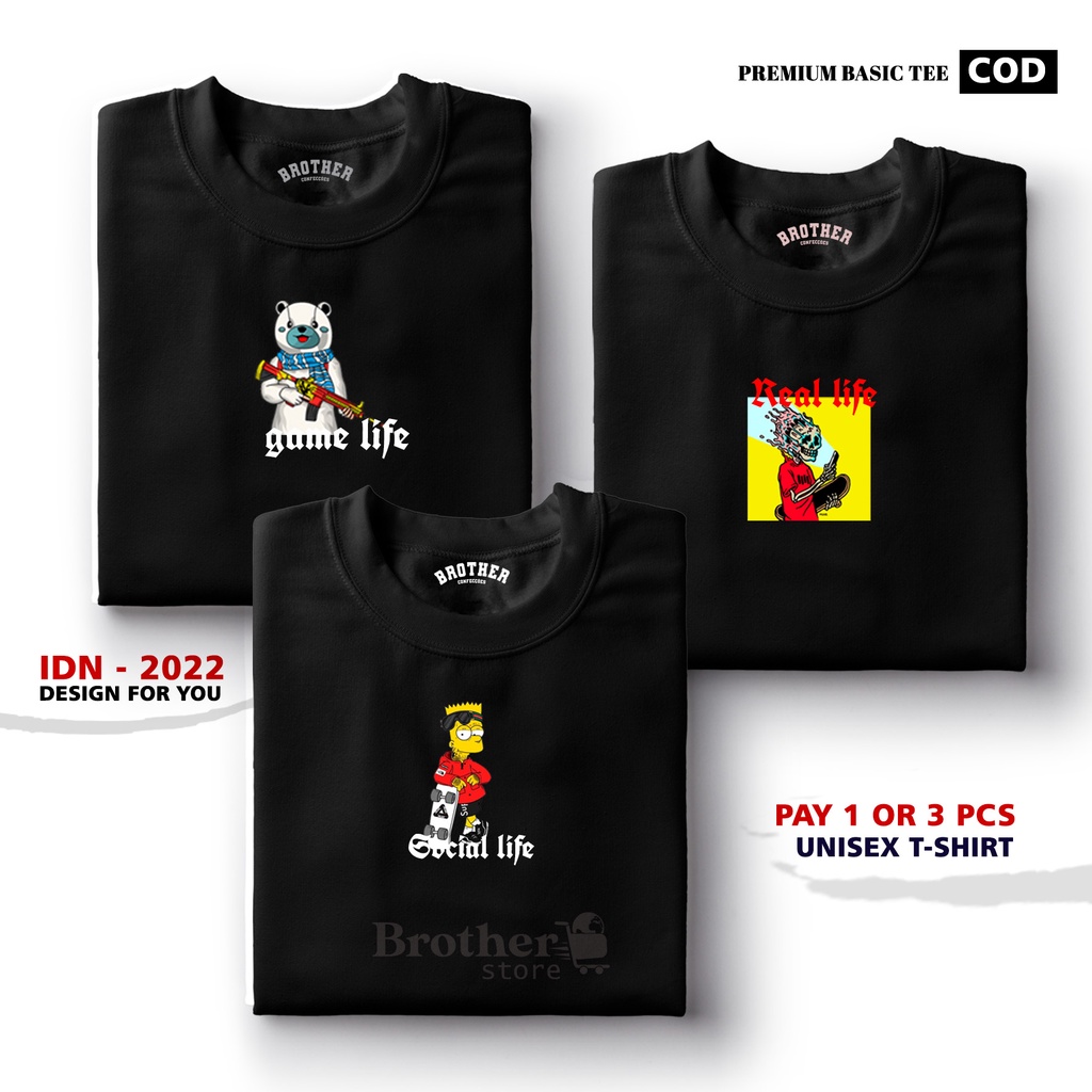 BUY 1 OR 3 PCS ( PROMO COD ) BROTHER STORE / Kaos Distro100% Catoon Combed 30s / Articel real life