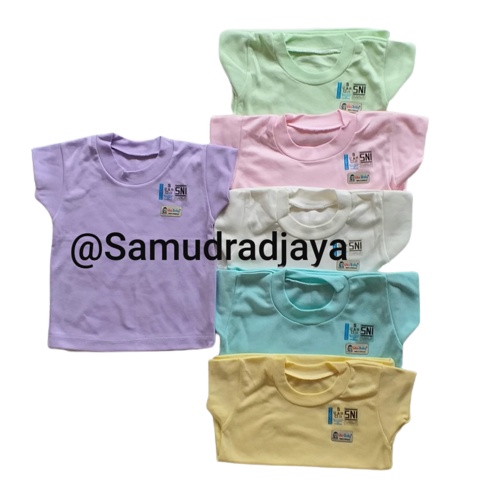 6 pcs baju oblong bayi polos 6-12 bulan size m / kaos oblong bayi polos premium