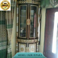 lemari sudut cincin, lemari pajangan jati, mebel jepara, furniture
