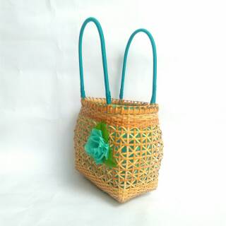 Tas Kerajinan Anyaman Rotan Tenteng Hiasan Bunga Shopee 