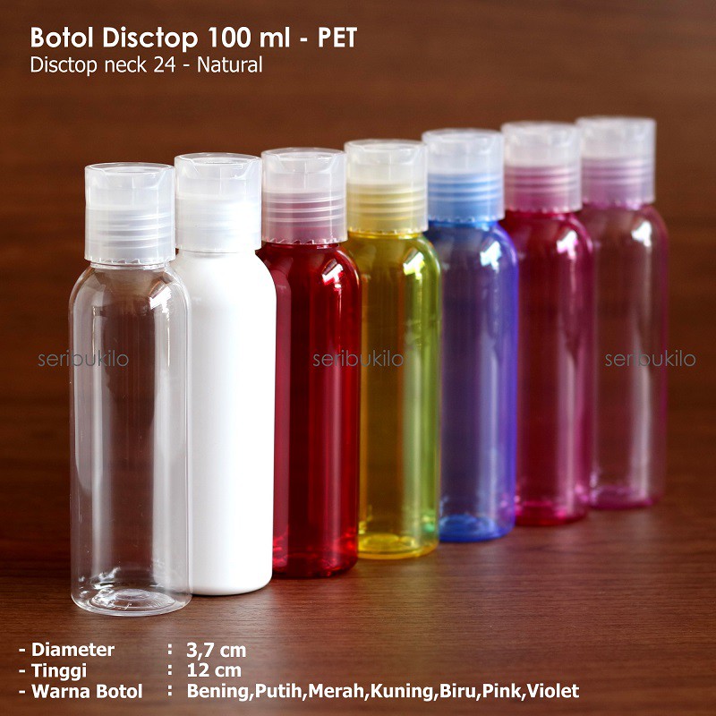 Botol Plastik 100 ml PET - Tutup Disctop Natural