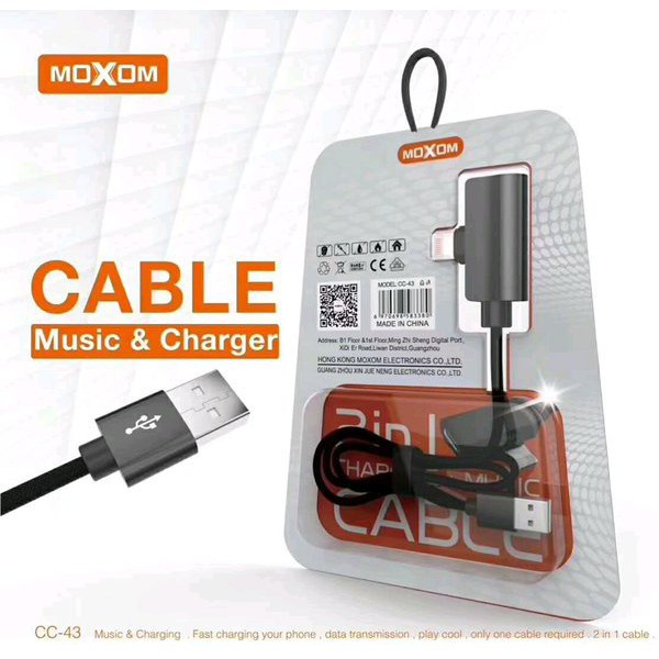 Moxom Cable Charging + Music 2in1 Iphone