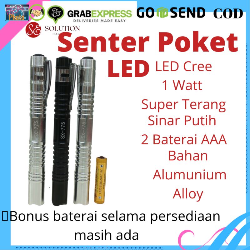Senter Led SX 775 Poket 2 Baterai AA Senter Tangan Baterai